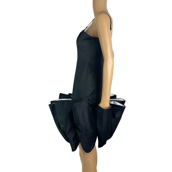 ROTATE BIRGER CHRISTENSEN Black White Ruffled Cocktail Dress Size 6 - Picture 5 of 10